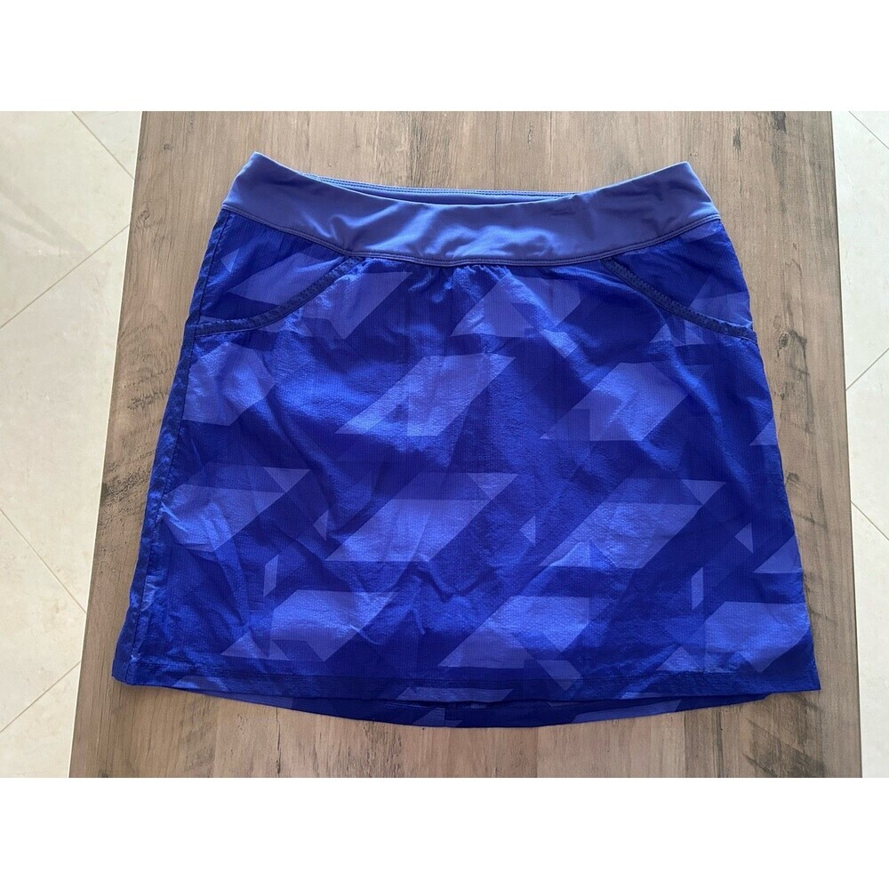 NIKE Golf Performance Blue Geometric Print Dri Fit Lined Golf Tennis Skirt Small